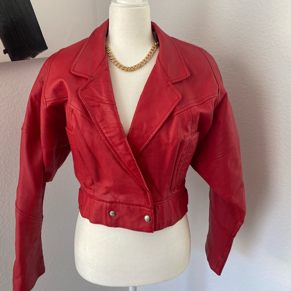 VINTAGE JAY JACOBS WOMEN RED LEATHER 🏍 JACKET
